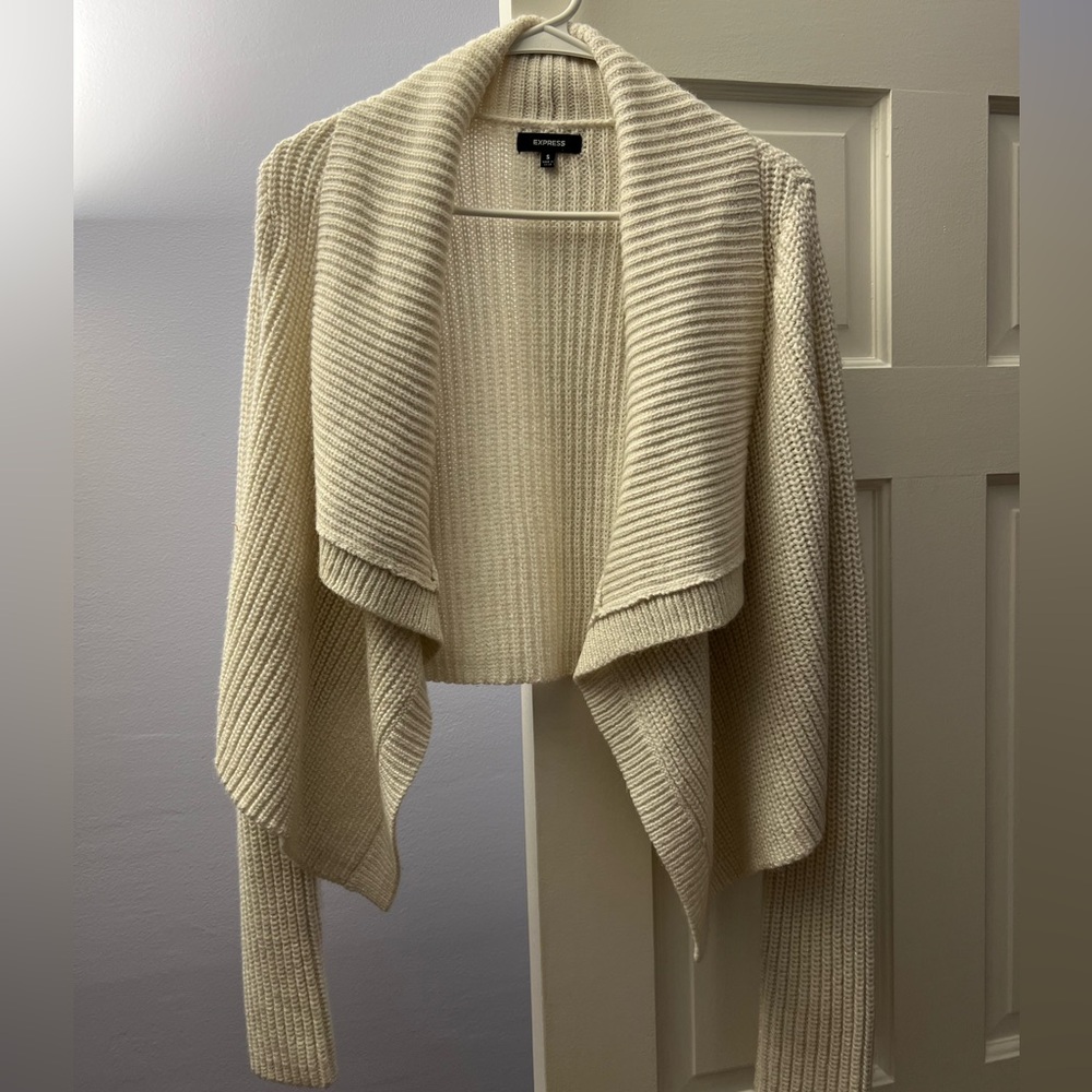 Express Ivory Ribbed Knit Sweater